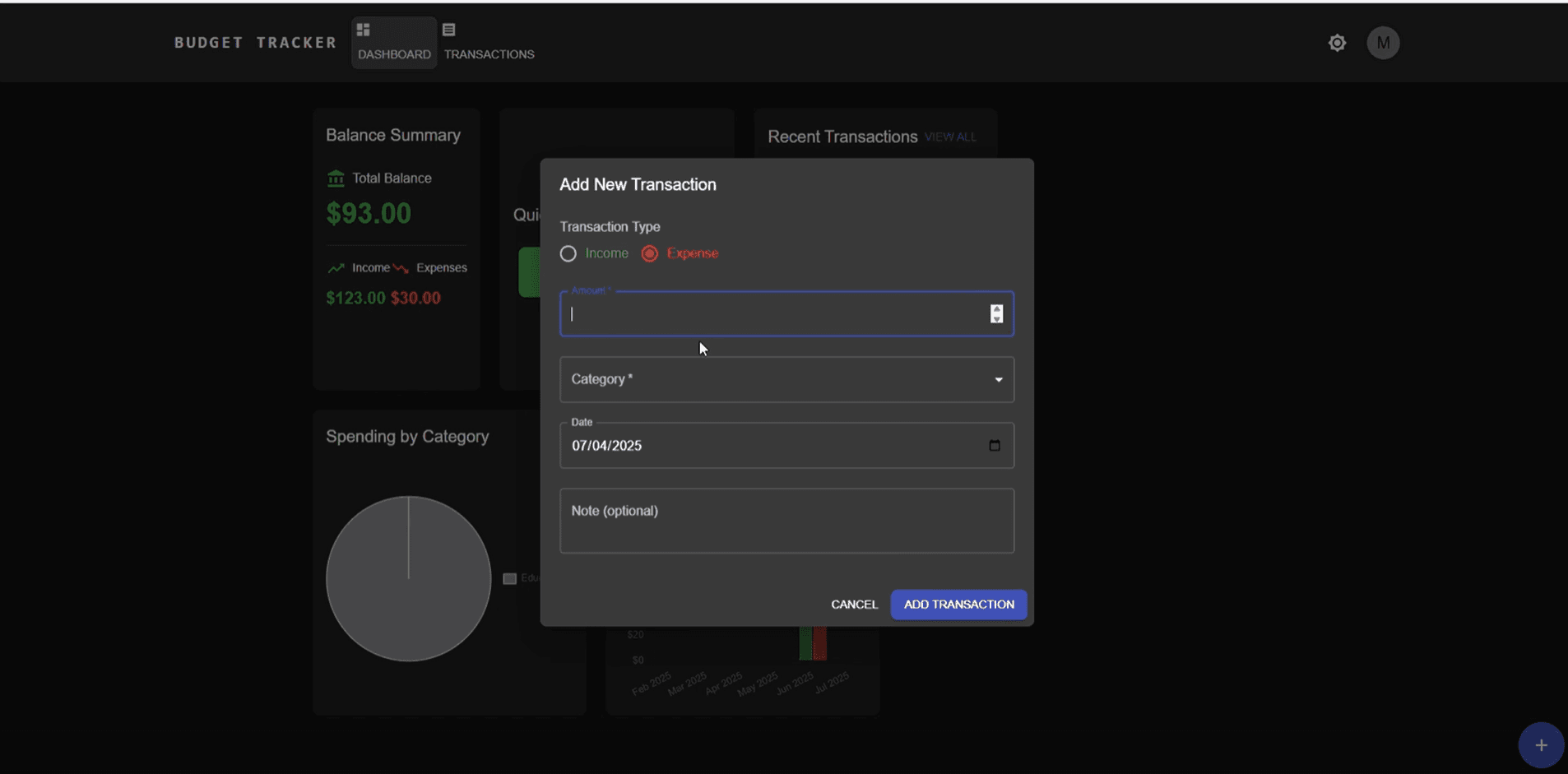 Budget Tracker screenshot 1
