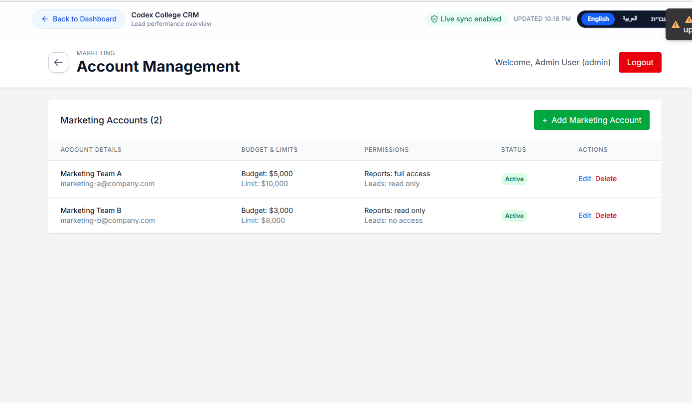 Codex CRM screenshot 7